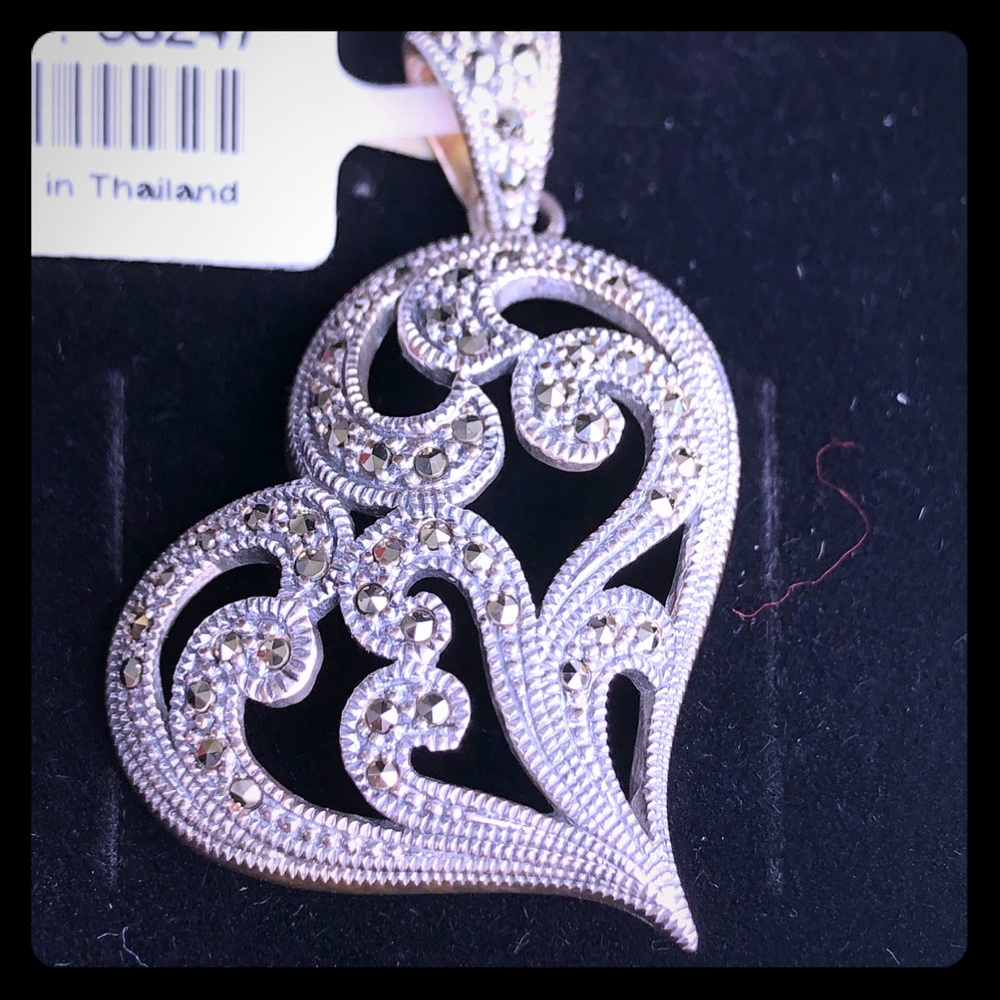 SOLD!! Heart Pendant - Sterling Silver & Marcasite